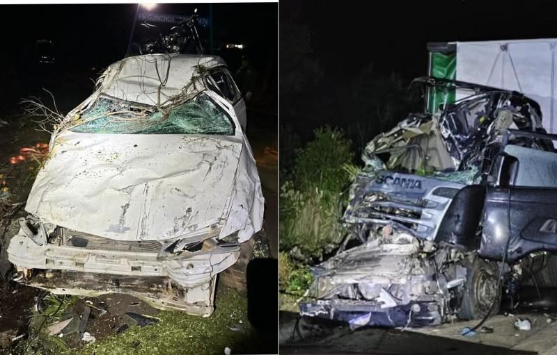 Grave acidente com três veículos deixa quatro feridos na SC-480, em Chapecó