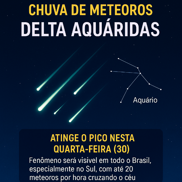 Chuva de meteoros Delta Aquáridas atinge o pico nesta quarta-feira (30)