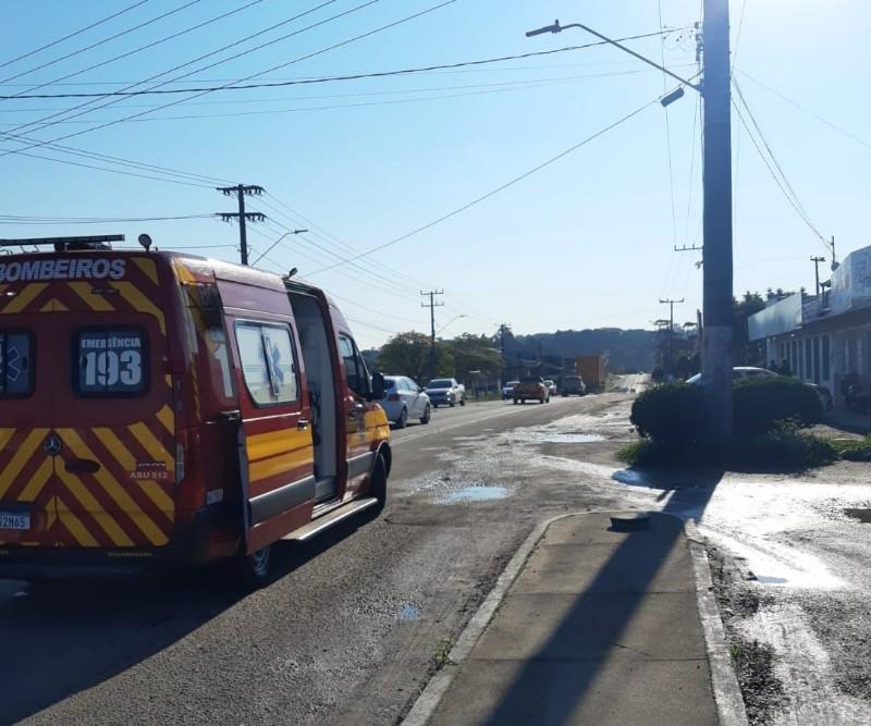 Motociclista fica ferido em colisão com carro na BR-280 em Rio Negrinho