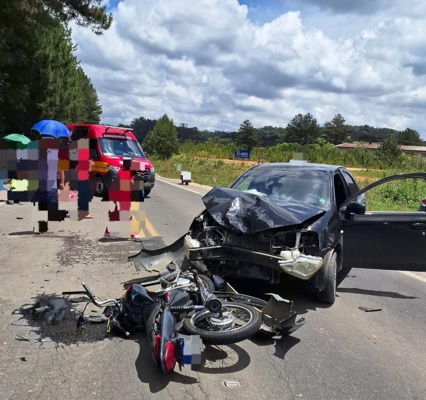 Motociclista fica ferido após colisão com carro em São Bento do Sul