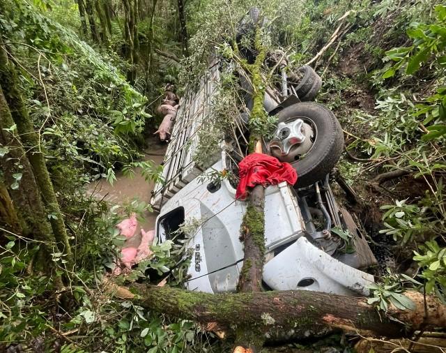 Motorista fica ferido após saída de pista em Três Barras