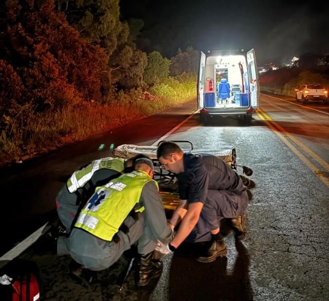 Homem fica ferido após atropelamento na SC-418, em Campo Alegre