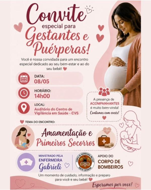 Encontro para gestantes e puérperas sobre amamentação e Primeiros Socorros em São Bento do Sul 
