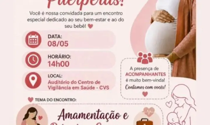 Encontro para gestantes e puérperas sobre amamentação e Primeiros Socorros em São Bento do Sul 